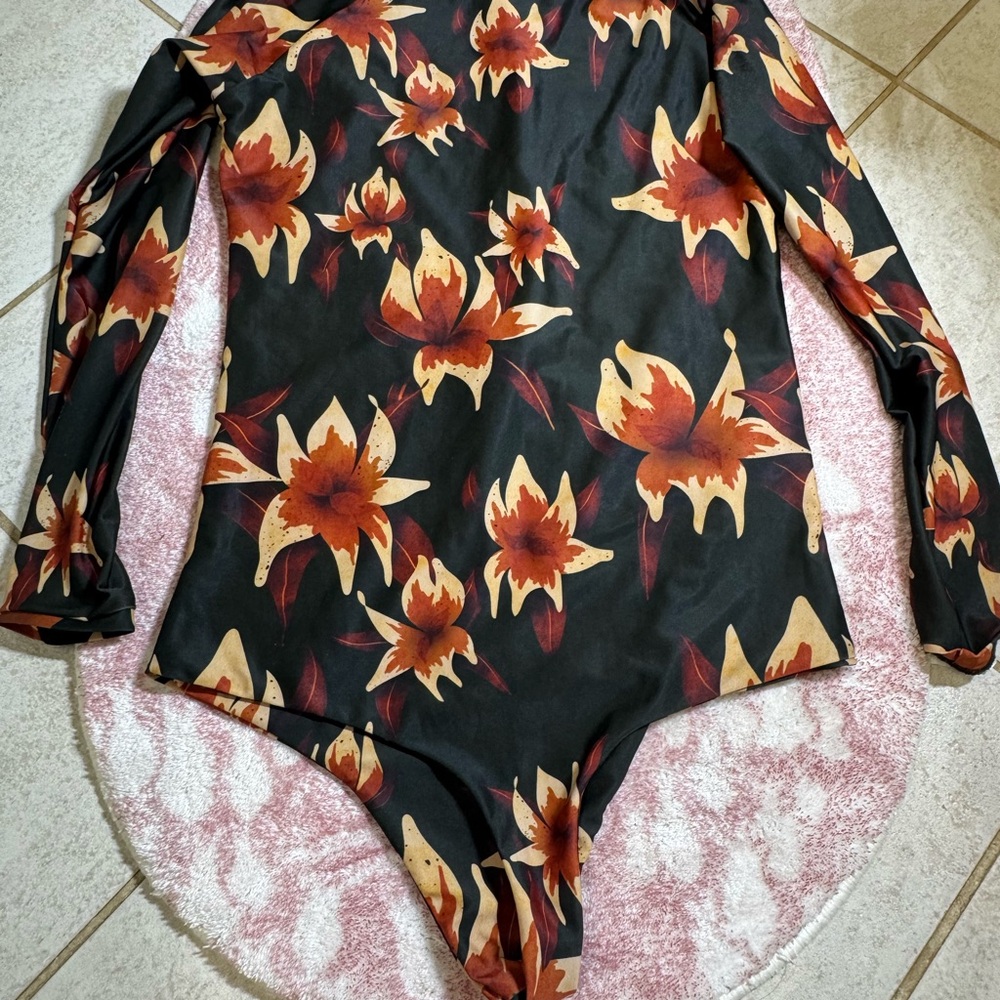 Stone Island Kids Bodysuit in Black and Orange Floral